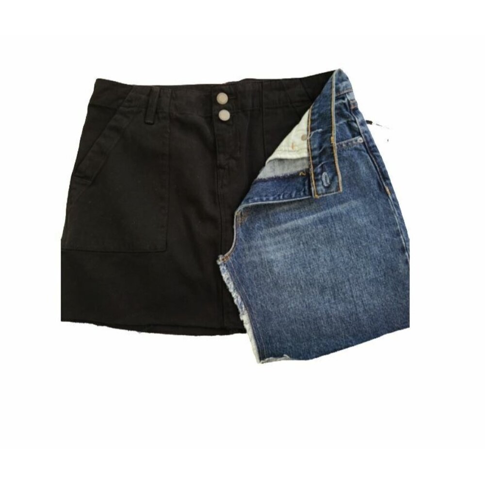 HUDSON Skirt Womens 27 Jeans Split Jean Denim Blue Black Mini Skirt $225 New - Picture 4 of 9